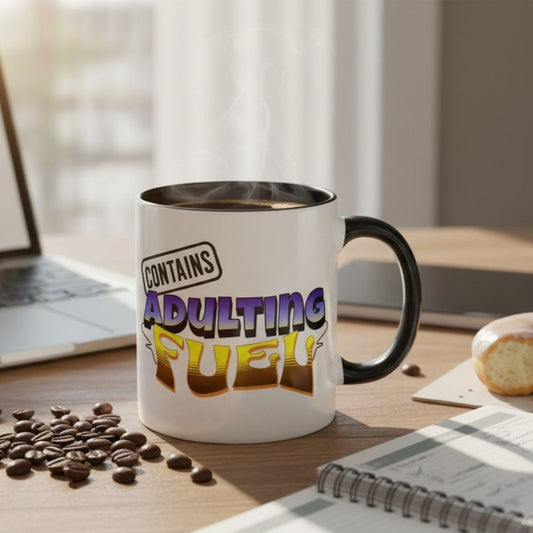 Contains: Adulting Fuel 15 oz Coffee Mug